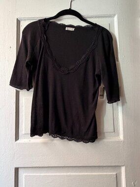 Intimately Free People black lace trim knit top NWT size S